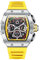 rorios Herren Tonneau Uhren Männer Analog Quarz Armbanduhren Multifunktional Chronograph Uhr Mode 50M wasserdichte Uhr mit Silikon Armband Silber gelb