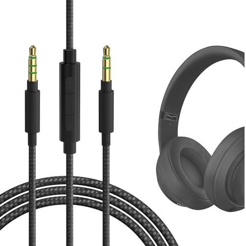 Geekria Audiokabel mit Mikrofon, kompatibel mit Beats Solo 4 Solo 3 Kopfhörern, 3,5 mm auf 3,5 mm geflochtenes Nylon-Ersatzkabel mit Inline-Mikrofon und Lautstärkeregler (1,2 m)