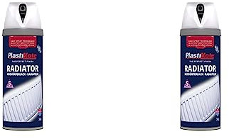 Plasti-Kote 26102 400ml Radiator Satin Spray Paint - White (Pack of 2)