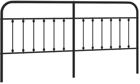 vidaXL Kopfteil, Bettkopfteil aus Stahl Metallkonstruktion, Betthaupt für Bett Metallbett Bettgestell, Bettzubehör Schlafzimmer, Metall Schwarz 200cm