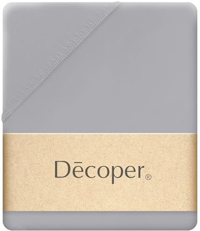 Decoper ® Mako-Feinjersey Spannbettlaken aus 100% Baumwolle | Atmungsaktiv & kuschelig weich | Oeko-Tex Zertifiziert | bis 25 cm Matratzenhöhe | 140-160 cm x 200 cm | Farbe Granit