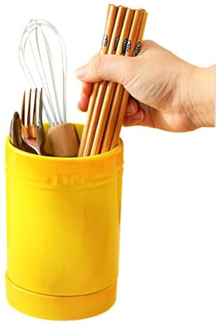 TYMYYS/Colorful Drain Rack, Ceramic Cutlery Drainer For Chopstick, Cutlery Holder, Chopstick Holder For Kitchen -yellow-10x10x15.5cm