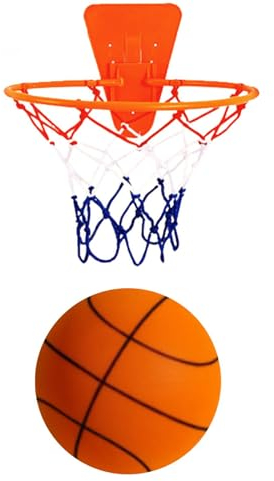 Eteslot Silent Basketball, lautloser Basketball, Mute Ball Basketball, Soft Basketball Indoor Mute Soft Foam Ball, Leichter Silent Basketball Für Heimspiele (mit Korb)