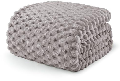 Exclusivo Mezcla Plaid Couverture Polaire 150 x 200 cm, Plaid Jeté de Canapé, Couverture pour Le lit léger Douillet et Moelleux pour Toute la Saison, Gris Clair
