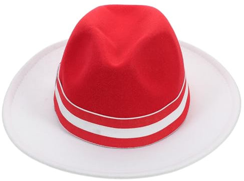 CALLARON Klassischer Weißer Fedora Hut Für Damen Und Herren Eleganter Weihnachts Und Kostümmütze Verstellbare Krempe Für Partys Und Festlichkeiten Hutgröße