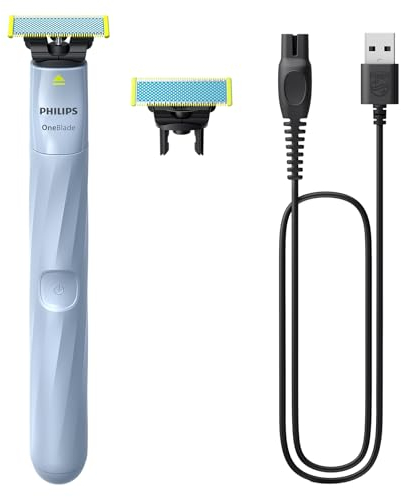 Philips OneBlade First Shave - Elektrisches Hybrid-Rasiersystem für besonders empfindliche Haut im Gesicht, 2x AntiFriction-Klingen, QP1324/30