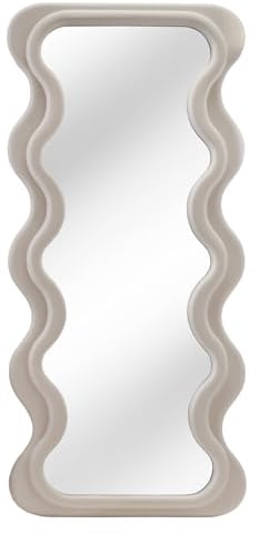 Riess Ambiente Wandspiegel Curvy - 160cm - Greige - Kunststoff | Montiert geliefert, pflegeleichte Oberfläche, Eyecatcher, flexible Wandmontage, Wand-Accessoire, 3D-Design