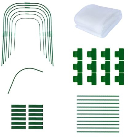 Agrdeed Pflanztunnel Bögen,2.5X10m Insektenschutznetz,Folientunnel Bögen für Hochbeet, Rostfrei Durable Frei Biegbar Gartenreifen, Fiberglas-Stützrahmen Pflanzentunnel für Pflanzenabdeckung