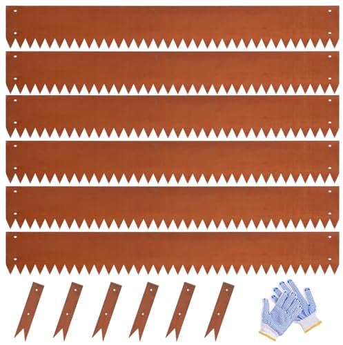GZGNEEVL Corten Stahl Landschaftseinfassung Stahl Landschaftsbau Einfassung Metall Gartenkante Rasenkante Bordüre Rost Patina 101,6 cm Streifen 20,3 cm Tiefe Hammer in für Outdoor Hof Rasen Blume