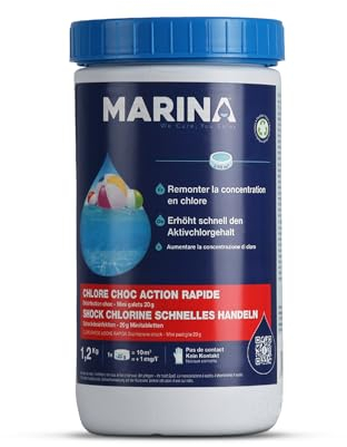 Bestlivings Marina Chlor Schock - Chlortabletten für schnelle Schockdesinfektion von Pools, Inhalt 60 Tabletten zu je 20g, erhöht schnell den Aktivchlorgehalt