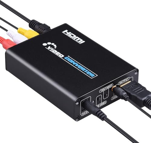 INF AV- und S-Video zu HDMI Konverter, Signalwandler, Unterstützung von 720P und 1080P, L/R-HDMI-Schnittstelle, 1 x Videokonverter, 1 x Stromkabel