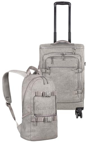 normani Reiseset Trolley mit Rucksackfunktion kleiner Rucksack Reisetasche - 38 L Reisetrolley + 8 L Tagesrucksack - Backpacker Handgepäck Bordgepäck 55x38x20cm Farbe Beige Größe 50 x 37 x 20 cm