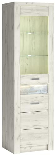 Lomadox Vitrinenschrank Vitrine Highboard Kommode Aufbewahrungsschrank Wohnzimmer Schrank modern in weiß mit LED Beleuchtung
