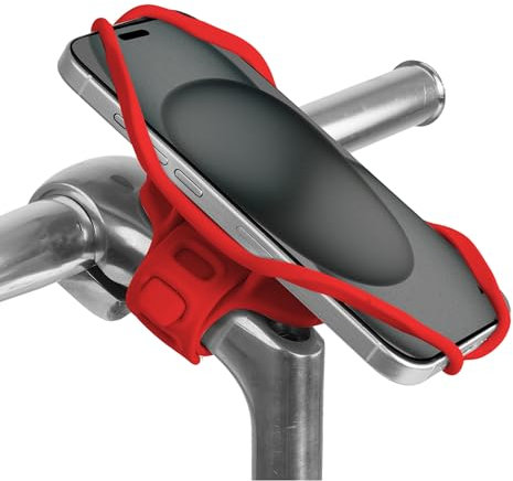 BONE Bike Tie 5 Pro Bike Phone Mount Bicycle Phone Holder for Stem Mounting 4.7-7.2 iPhone 15/Pro/Pro Max, Ultra Light Phone Mount for Bike Motorcycle, Designed for Road Bicycle - Red