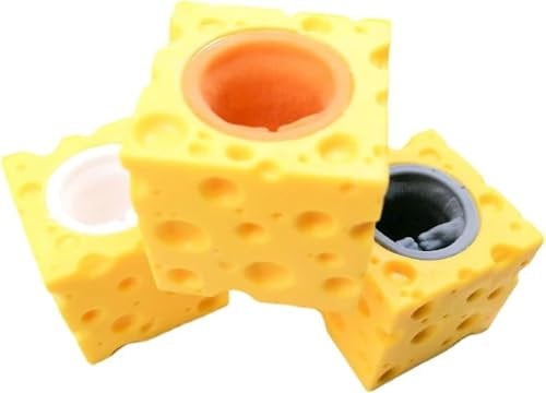 3Pcs Squish Mouse, Stress Relief Squeeze Mice, Fidget Toys in Cheese Relief Sensory Novelty Present