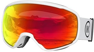 Innerking Skibrille OTG, Anti-Beschlag & UV400, Über-Korrekturbrille mit Doppelglas, für Herren/Damen/Teenager, Ski & Snowboard (A3 – Weiß/Rot (VLT 21%))