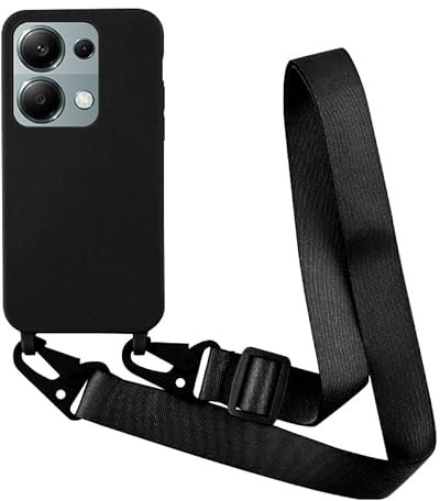 Yichxu Handyband Hülle für Xiaomi Redmi Note 13 Pro 4G/ Poco M6 Pro 4G mit Band, Silikon Handyhülle mit Kordel Lanyard, Stoßfest Nylon Schultergurt Necklace Hülle für Redmi Note 13 Pro 4G, Schwarz