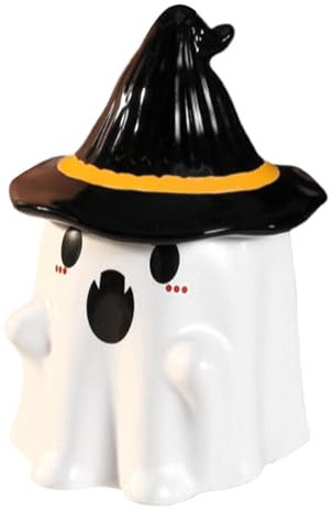 Halloween Ghost Mug With Witch Hat Lid - Ceramic Coffee Cup With Spooky Faces - Fun Décor for Halloween