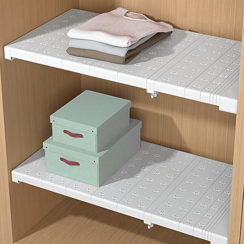 ETOPARS Erweiterbar Garderoben-Trennfach Edelstahl Einstellbares Schrankorganisator Regalteiler Aufbewahrungsregal DIY Ohne Bohren für Küche Badezimmer (Kohlenstoffstahl,42cm Breite, 31-42cm Länge)