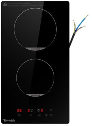 Topwish placas de induccion,placa induccion 2 fuegos,placa induccion,placas de induccion dos fuegos con protección infantil, función Boost,control táctil,indicador de calor residual,temporizador, 30cm