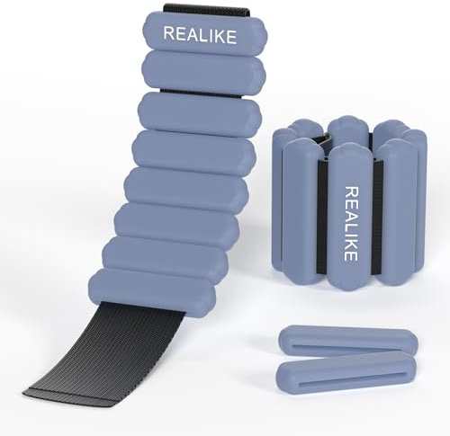 REALIKE Ankle Weights for Women Wrist Leg Adjustable Weighted Wristband for Pilates Yoga Walking Aerobics 2 Pieces in Set 1lb(453.5g) Per Piece (Grau)