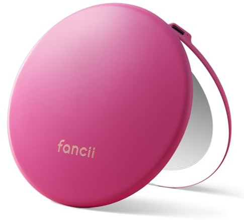 Fancii Taylor Kompakter Reisespiegel mit Licht, wiederaufladbar, 10-fach/1-fache Vergrößerung, 3 LED-Lichteinstellungen, ideal für Make-up, Ausbesserungen unterwegs (Magnolia Burst)