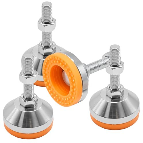 Hoypeyfiy Lot de 4 pieds de nivellement haute performance de 60 x M12 x 50 cm de diamètre - Pieds de nivellement réglables - Filetage M12 - Capacité pour établi machine armoire