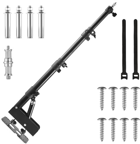 Ring Light Wall Mount with 45.7 Adjustable Boom Arm - Professional 360° Rotation Studio Photography Light Stand - 12lb/5.4kg Load Capacity for Salons, Makeup, Photography and Video Recording