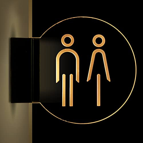 Cartello luminoso per la toilette, Cartelli LED for toilette for uomini e donne, cartello luminoso bifacciale da parete, cartelli rotondi da 8 pollici(C)