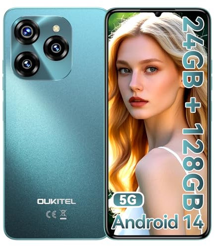 OUKITEL C50 5G Smartphone- Android 14 Mobile phone 5150mAh Battery & 10W,24GB + 128GB(1TB) Gaming phone,6.8 HD+ Display, 50MP+5MP Camera, Sim-Free & Unlocked Mobile Phones, FaceID/Fingerprint/GPS/OTG
