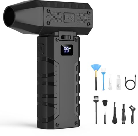 Souffleur Air Comprimé, 110 000 Tr/min,Staubgebläse,Vitesse Variable en Continu, Souffleur Sans fil Rechargeable Avec Éclairage Led et Écran Hd, Pour Claviers D'ordinateur, Voitures et Maisons