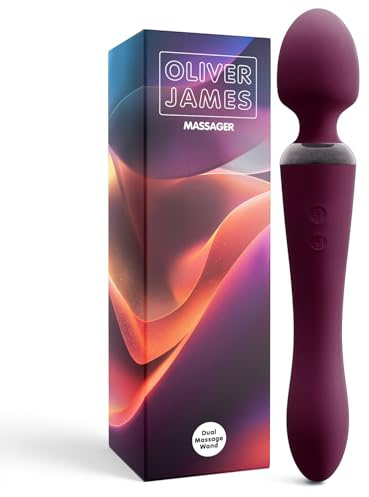 Vibromasseur Double Oliver James – Wand Vibrante & Gode Vibrant avec 10 Modes de Plaisir, en Silicone Résistant à l’Eau, Sextoy pour Femme et Couple, Jouet Adulte Rechargeable (Violet Foncé)