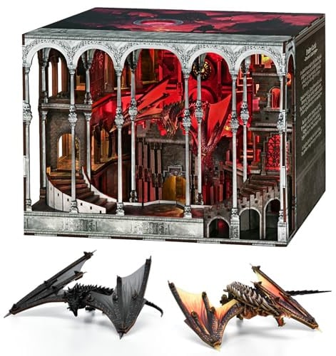 MiniCity Château des Braises, Kit Book Nook DIY, Puzzle 3D en Bois avec LED | Construisez un combat contre un dragon; 596 pièces avec LED, cache-poussière, dragon spectaculaire; 10–12 h, dès 14 ans.