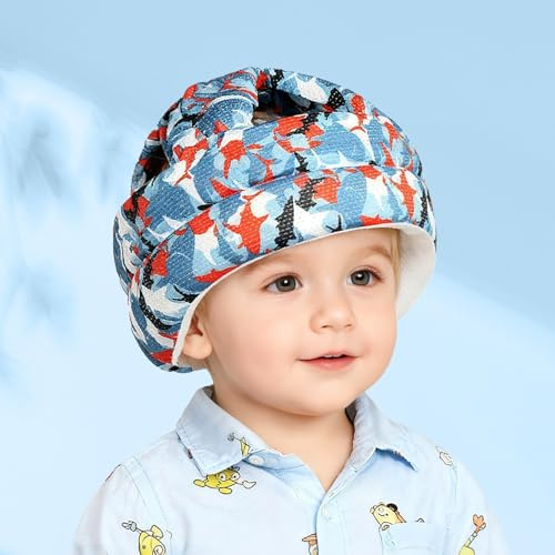 JUNUNDJING Kopfschutz Baby, Baby Kopfschutz, Anti-Kollision Baby Helm Kopfschutz, Helm Baby, Babyhelm, Head Protector, für 6 Bis 36 Monate, Süßer Hai