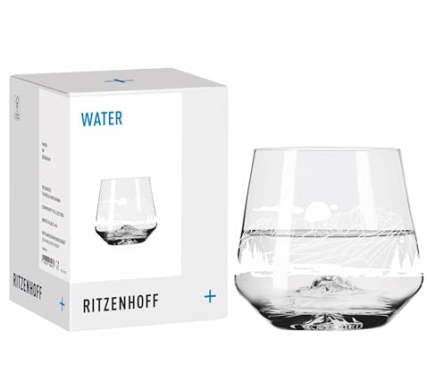 RITZENHOFF 8098004 Wasserglas 400 ml – Entdecker – mit klar stilisierter Bergkulisse für echte Auszeitmomente – Made in Germany