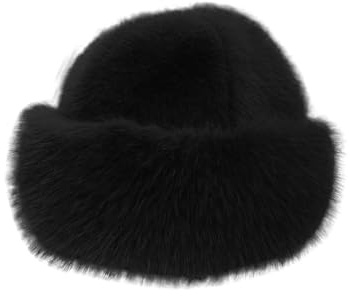 RACXBO Pelzmütze Damen Mit Kunstfuchs-Bommel,Weiche Plüsch Wintermütze Für Damen,Warme Russische Mütze Für Skifahren, Reisen & Outdoor