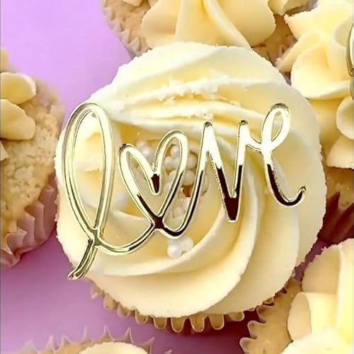 6 Love Cupcake Discs, Toppers, Acrylic Love You Cake Topper, Disc, Gift Tags, Charms, Cake Decorations.