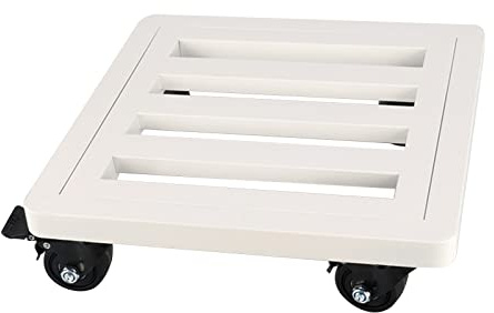 Heavy Du - Soporte de metal para plantas con ruedas, organizador cuadrado de 40 cm para macetas de interior/exterior, carrito de plantas, rodillo resistente para macetas, color negro