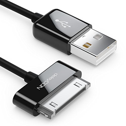 deleyCON 2m 30-Pin USB Kabel Dock Connector Sync-Kabel Ladekabel Datenkabel Kompatibel mit iPhone 4s 4 3Gs 3G iPad iPod - Schwarz