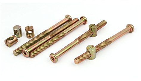 sourcing map 5 Set M8x100mm Verhexen Schlüsselantrieb Sockel Kappe Möbelbolzen mit Fassmuttern Gelb verzinkt Bronzeton