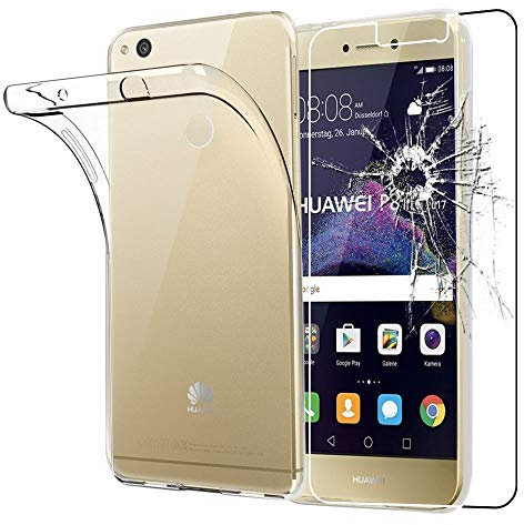ebestStar - Funda para Huawei P8 Lite (2017), Carcasa Silicona Transparente, Capa Protectora TPU Antigolpes, Slim Ultra Fina, Transparente + Cristal Templado