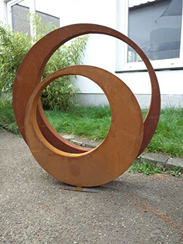 Zen Man 2st. Escultura de jardín oxidada, Figura de Metal para jardín con pincho para decoración de jardín, 75 x 5 cm y 55 x 5 cm 031510-1,-2
