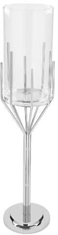 [A] Luxor, Windlicht, Aluminium, vernickelt, Edelstahl, vernickelt, silberfarben, H. 110 cm, D. 25 cm