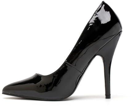 Gizelle Women Stiletto High Heel Pointed Pumps Ladies Party Clubbing Work Court Shoes Size 3-12 (12 UK, Black Patent)