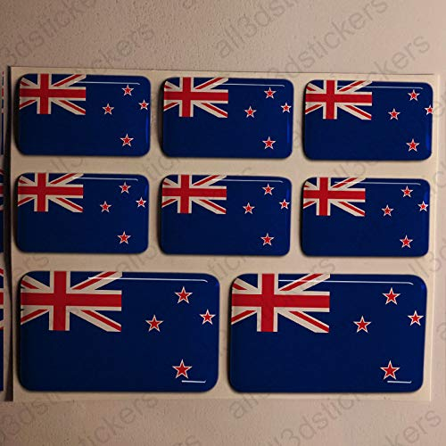 All3DStickers Aufkleber Neuseeland Flagge 8 x Flaggen von Neuseeland Rechteckig 3D Kfz-Aufkleber Gedomt Fahne