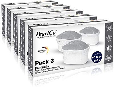 perlopur Filterkartuschen Protect+ unimax (Pack 15) für sehr hartes Wasser | Enthält mehr Ionentauscher, für Wasser ab 14 °dH. Filtert Kalk & Schadstoffe, besserer Geschmack. Kompatibel zu Brita Maxtra+