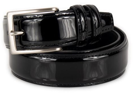 Emila Cintura uomo elegante di vernice nera lucida in vera pelle cinta cerimonia da ragazzo artigianale x abito per pantaloni 3,5 cm 35 classica matrimonio vestiti smoking belt Vera Pelle Nero