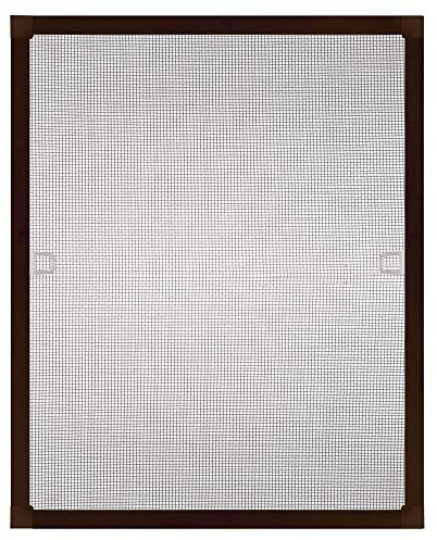 Moustiquaire PALMAT pour Fenêtre avec Cadre en Aluminium et un kit d’accessoires pour tailles fixes, Prévention des insectes, Aucun perçage nécessaire, Montage rapide (100 x 130 cm, Marron)