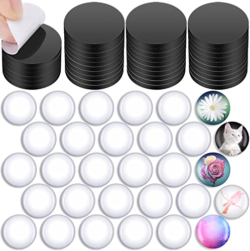 48 Kühlschrankmagnete zum Basteln Sets inklusive 48 Stück Runde Magnetscheiben und 48 Stück 25 mm Durchsichtige Glas Kuppeln für Kühlschrank Büro Schließfach Whiteboard