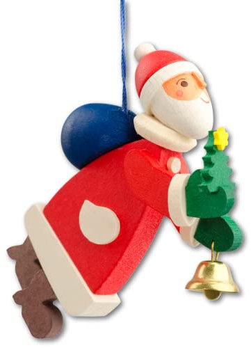 Graupner Holzminiaturen® | Schwebender Weihnachtsmann Wichtel Christbaumschmuck aus Holz | Original Erzgebirgische Holzkunst® | Hochwertige Handarbeit | besondere Geschenkidee